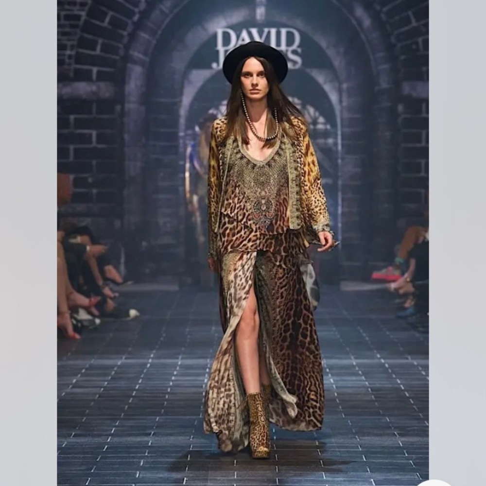 Camilla Leopard Print Embellished Open Front Jacket - Brown - Picture 3 of 5